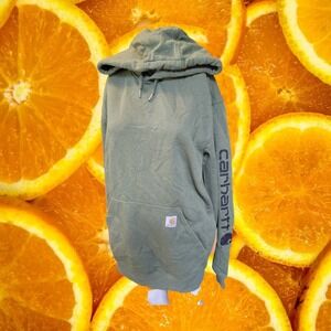 Carhartt Mens Loose Fit Pullover Hoodie Green Long Sleeve Logo Size M